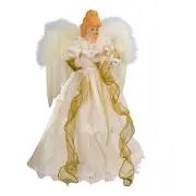 Kurt Adler UL2163 10-Light 16-1/2-Inch Ivory And Gold Angel Treetop