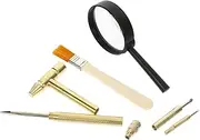 Vaguelly 1 set Archaeological Digging Tool Set with Hammer Chisel Magnifying Brush DIY Gemstone Excavation Kit for Hands Learning Creative Play