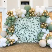 160Pcs Sage Green Balloon Garland Arch Kit with Sage Green, White, Sand White an