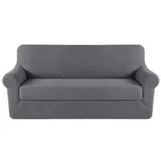 2 Pieces Style Stretch Sofa Cover Couch Cover Slip Cover Small Jacquard Soft Taupe / Three seater