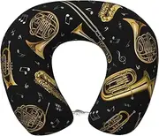 SKKNT Musical Instruments Print Lightweight Travel Neck Pillow U-Shaped Memory Foam Head Neck for Airplanes