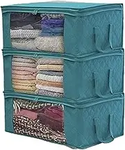 Breast Milk Storage Bag 1/3 Pcs Large Capacity Quilt Storage Box Folding Non-Woven Closet Clothes Dust-Proof Storage Bag Home Blanket Pillow Organizer Storage Bag (Size : 3Pcs Blue)