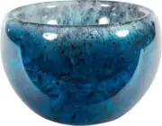 Bowl Double Sided Calypso Blue Silver Hand-Blown Glass Hand-Painted Pain