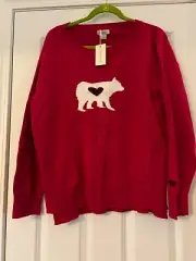 NWT Sundance Catalog Polar Heart Sweater Size L