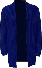[Generic] Men Open Front Long Sleeve Knit Cardigan Shawl Collar Sweater with Pockets Shawl Collar Open Front Knit Sweater, Blue, Large