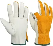 JSEIAJB Work Gloves Leather Driver Safety Workers Welding Garden Driving Outdoor Sports Gloves