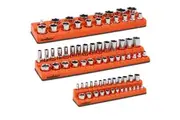 3Pc 75 Slots Magnetic Socket Metric Organizer Set 1/4" 3/8" 1/2" Drive Tray Tool