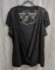 NEW Lane Bryant Sz 26/28 Black Tank W/Attached Black Lace Overlay Cap Sleeve Top