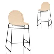 Set of 2 - Kelton 65cm Rattan Barstool - Natural Seat
