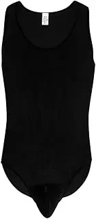 [Zadaos] Mens Zipper Bulge Pouch Exotic Jumpsuit One-Piece Mesh Singlet Sleeveless See-Through Fishnet Bodysuits
