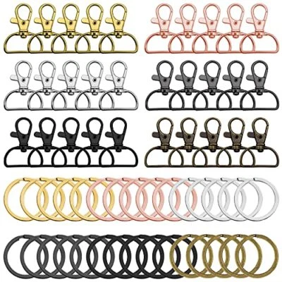 60pcs Swivel Snap Hook D Ring,Metal Swivel Clasps Lanyard Snap Hooks Lobster