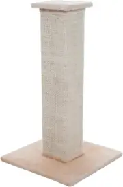 Cat Scratching Post With Carpeted Base - 27.75-Inch Sisal Burlap Fabric Beige