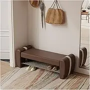 Shoe Bench Shoe Storage Bench, Entryway Bench Shoe Organizer, Entryway Shoe Storage Bench 1-Tier Shoe Rack with Cushioned Seat, for Hallway, Living Room, Bedroom Shoe Rack Bench(Brown)
