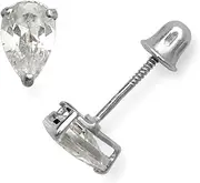 [JewelryWeb] 14k White Gold 6x4mm Pear Shaped CZ Simulated Diamond Screw Back Earrings Stud Earring for Women