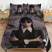 a1464 Wednesday Addams Duvet Cover Set, 3 Piece Bedding Set 86x70" Double Sided Printing Decorative Comforter Cover Set (1 Duvet Cover + 2 Pillow Sham