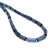 AAA+ London Blue Topaz 9mm-14mm Tube Briolette Pipe Faceted Beads 16inch Strand