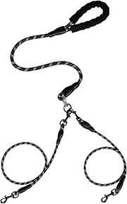 Double Dog Cable, Lead for 2 Dogs, Shock Absorbing Bungee, Split Rope, System for Walking, Outdoor Training, Travel, Hiking, Pet Trip, Poop Bag Attachment Use 230g