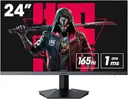 KOORUI 24 Inch Gaming Monitor, 165Hz 1080p 1ms IPS, Adaptive Sync, PC Monitor HDMI, Tilt Adjustable, Eye Care, VESA Wall Mountable (FHD 1920x1080, DisplayPort) Black