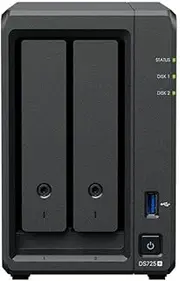 Synology DiskStation DS725+ 2-Bay 3.5" Diskless 1 x 1GbE + 1 x 2.5GbE, NAS (Scalable), AMD Ryzen R1600 Dual core, 4GB RAM, 1xUSB3