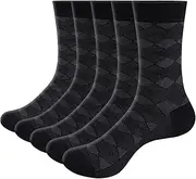 [YUEDGE] Mens Lightweight Thin Basic Mens Socks For Men, Breathable Cotton Classic Formal Business Dress Socks, 5 Pairs