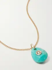 [Pascale Monvoisin] Pascale Monvoisin - Orso N°1 Collier 9-karat Gold And 14-karat Rose Gold, Turquoise And Diamond Necklace - One size One size Blue