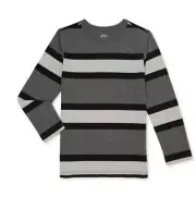 Wonder Nation Boys Striped Long Sleeve T Shirt Sz XXL 18 Charcoal