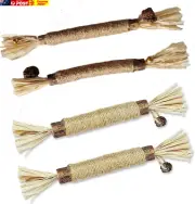 Cat Toy Catnip 4 Pack Silvervine Stick Cat Chew Toy with Bell for Indoor Cats, N