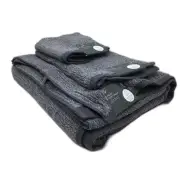 Target Piper 3Pce Cotton Grey Rib Bath Sheet Hand Towel & Face Washer Set NEW