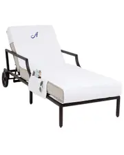 Linum Home Textiles Chaise Lounge Cover-(Monogram A-Z) White