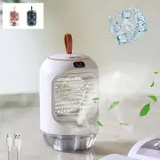 Portable Evaporative Air Cooler Fan, 3 Speed Mini Air Conditioner, Rechargeable with Night Light,for Office, Bedroom (White)