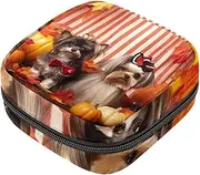 Period Bag,Sanitary Napkin Storage Bag,Autumn Pets Cat and Dog,Tampon Holder for Purse