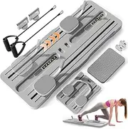 Pilates Board Reformer Set, 6 in 1 Foldable Pilates Reformer Machine for Home Pilates Sliding Board Multi-Purpose Pilates Equipment for Women Men
