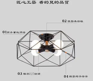 燈 燈具 吸頂燈 5頭吸頂燈 北歐簡約 多邊形燈 鐵藝燈 臥室燈 後現代 輕奢吸頂燈 房間燈 客廳燈 (8.5折)