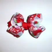 Puppy Bows ~ BIG bow Red cherry blossom bowtie 4" dog hair bow or collar