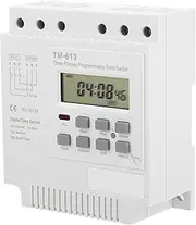 Baxnore 3 Phase Digital Timer Switch, Weekly Programmable Time Relay 17 ON/Off Settings, 120x120 mm Panel Mount for Water Pump Motor Control, Industrial Automation Device