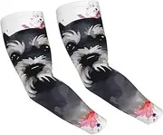[FHEDVBN] Schnauzer Arm Sleeves Compression Arm Covers for Men Women Outdoor Sun Sleeves Cooling Sports Sleeve, Black