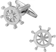 [SEIFE] Cufflinks 2 Pairs Of Transportation Silver Rudder Cufflinks Men'S Shirt Cuffs Cuff Studs