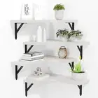 Corner Floating Shelves Wall Mounted Set of 4, Rustic Wood Storage Display Wall