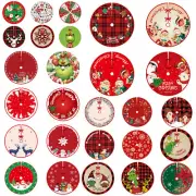 90cm Christmas Tree Skirt Base Floor Mat Cartoon Santa Xmas Party Ornament Décor