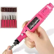 Electric Nail Drill Manicure Pedicure Care Set Mini Nail Kit 6pcs Fuchsia Electric Nail Drill Kit with Accessories for Manicure Pedicure Nail Art Pen