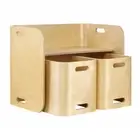 NNEDSZ 3 PC Nordic Kids Table Chair Set Beige Desk Activity Compact Children