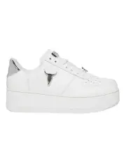 [Windsor Smith] Rich White/Silver Leather Flatform Sneaker