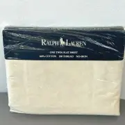Ralph Lauren Home Twin Flat Sheet Avery Cream Damask 200TC Vintage Sealed K2