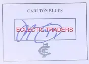 Jaxon Binns SIGNED Carlton Navy Blues Card. AFL. Silvagni. Alex Cripps LAST ONE!