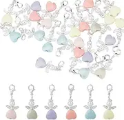 [SUPERFINDINGS] 84Pcs Clip on Charms Heart Shape Dangle Charms Lobster Claw Clasp Charms Imitation Pearl Round Beads Pearl Pendant Charm Angel Wing Clasp Charm Keychain Pendant Decorations Jewelry DIY,