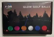 Mor Golf 6 Glow In The Dark Golf Balls & Tees 8 Minutes Light Up After Hit