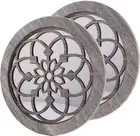 WALL MIRROR Round Rustic Decorative Living Room Farmhouse Brown 2 Pcs ZZICEN