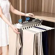Pull-Out Trouser Rack from Wardrobe, Retractable Wardrobe Rail Organizer, Top Mount Scarf Rack/Towel Rack/Tie Rack, Space-Saving Clothes Organizer FANDIAO