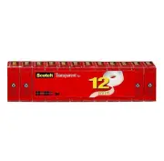 Scotch Transparent Tape, 3/4" x 1000", 12-Pack.