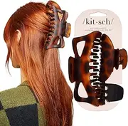 Kitsch Assorted Hair Claw Clips, Recycled Plastic Clips, Large, Medium, and Small Sizes for Styling Thick or Thin Hair, Versatile and Sustainable Hair Claws, Set of 3, Black and Tortoise